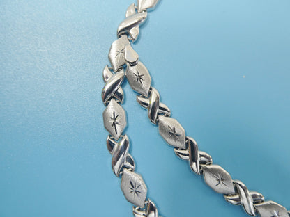 Sterling Silver Double Heart Necklace Bracelet Set - White Gold Finish