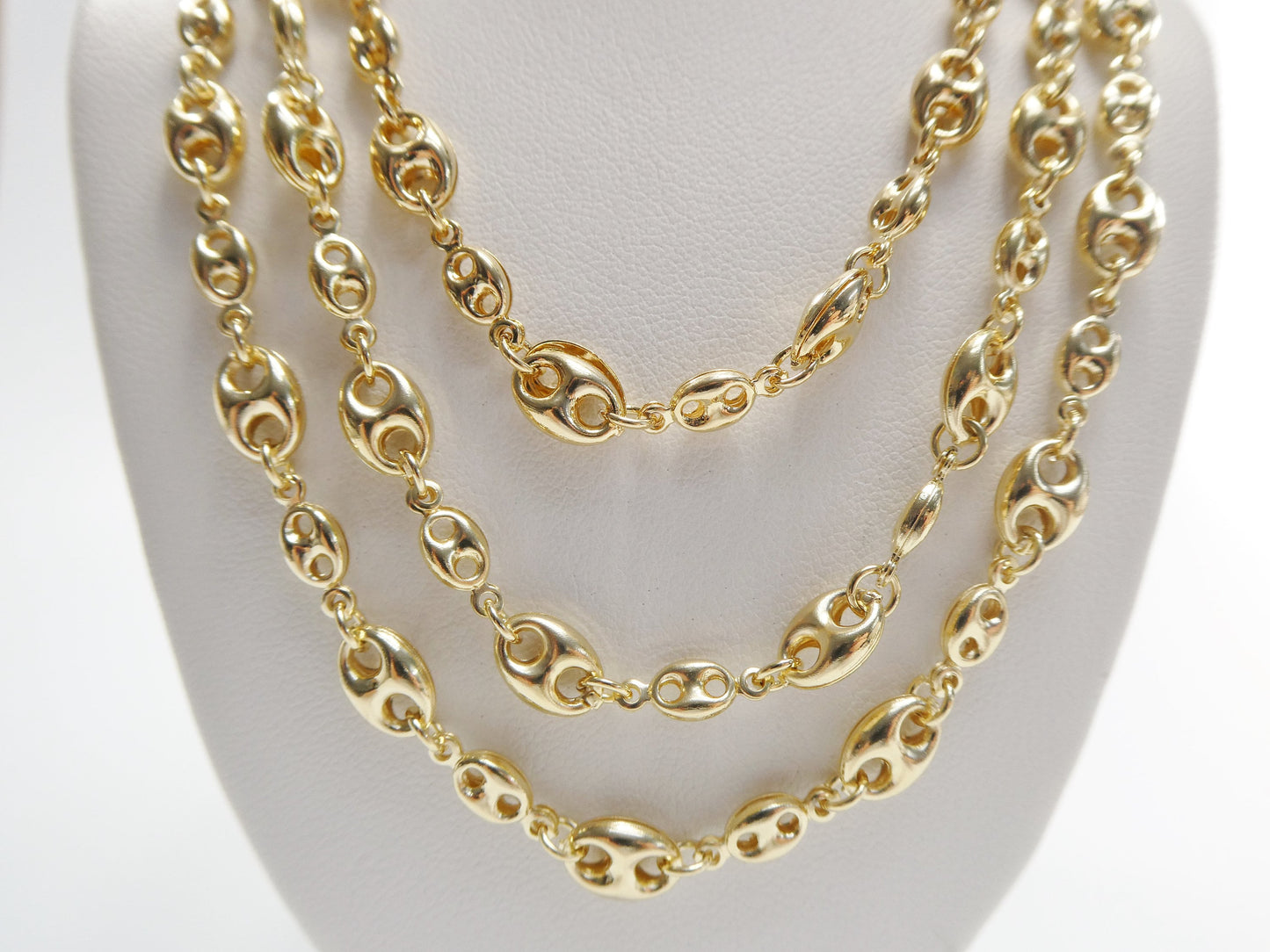 14k gold filled yellow gold puffed mariner necklace