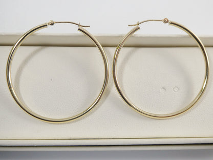 14K Solid Yellow Gold Hoop Earrings, 40mm