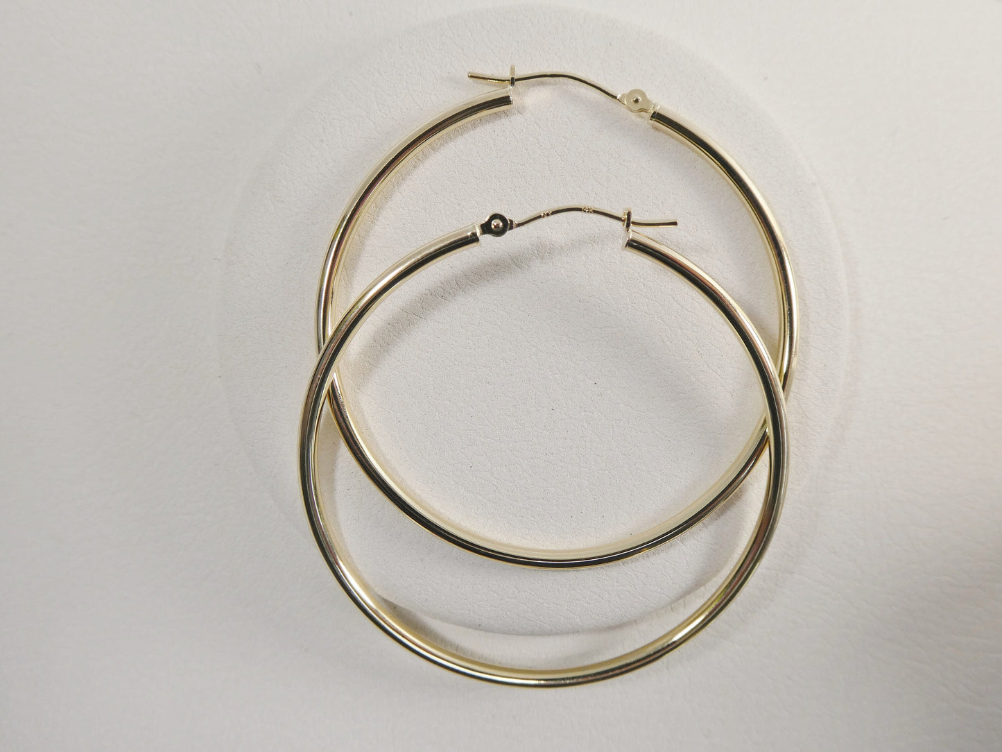 14K Solid Yellow Gold Hoop Earrings: High Polish, 45mm