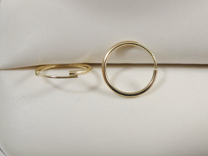 Real 14k Solid Yellow Gold 12mm Endless Small Hoop Lightweight Hoop Earrings