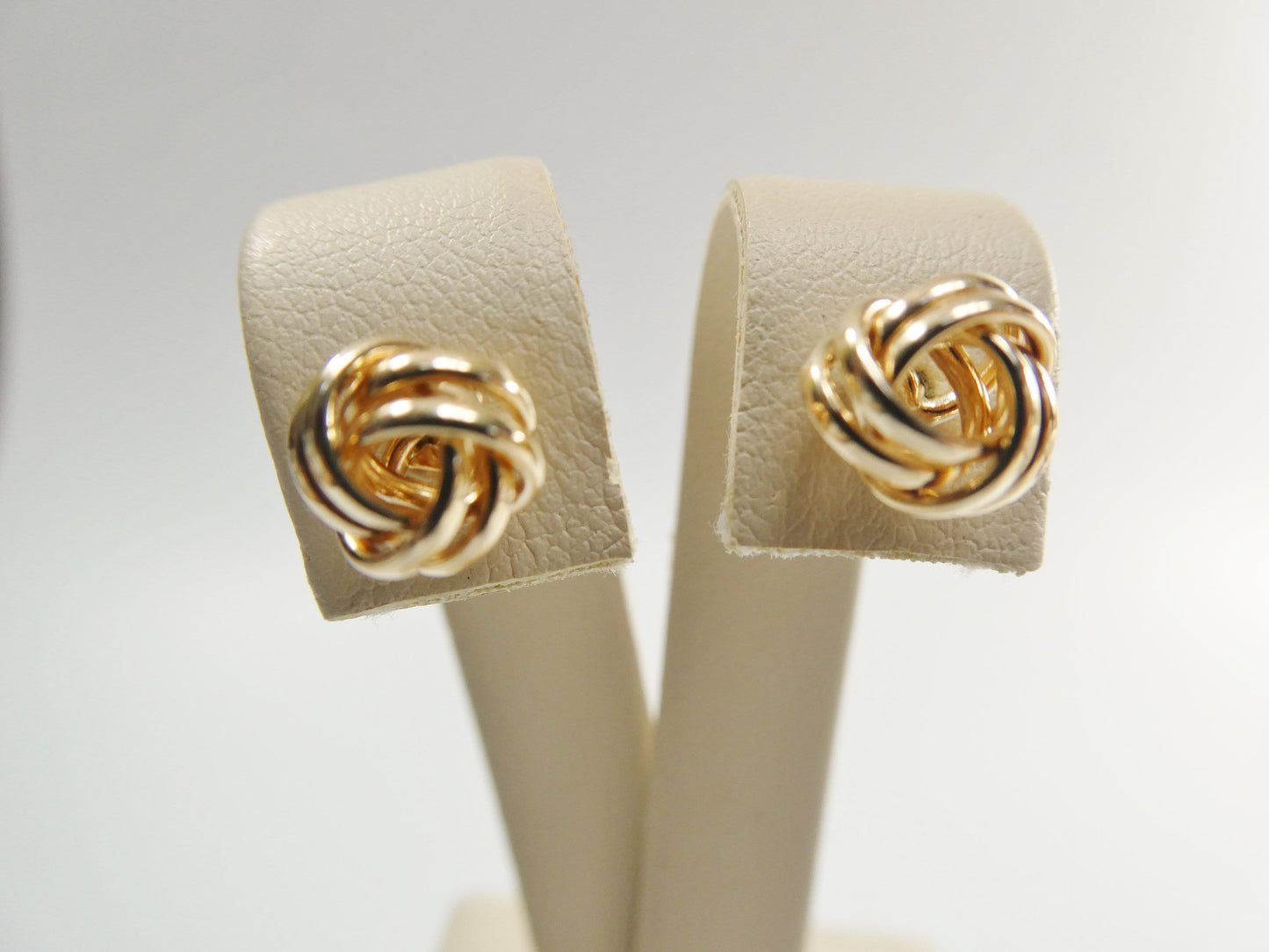 real 10k solid yellow gold push post small loveknot stud earring