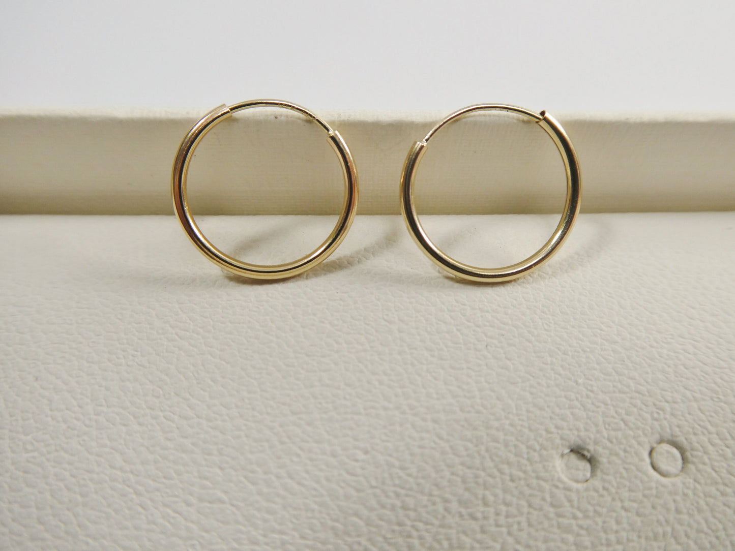 Real 14k Solid Yellow Gold 12mm Endless Small Hoop Lightweight Hoop Earrings