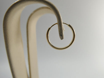 Real 14k Solid Yellow Gold 12mm Endless Small Hoop Lightweight Hoop Earrings