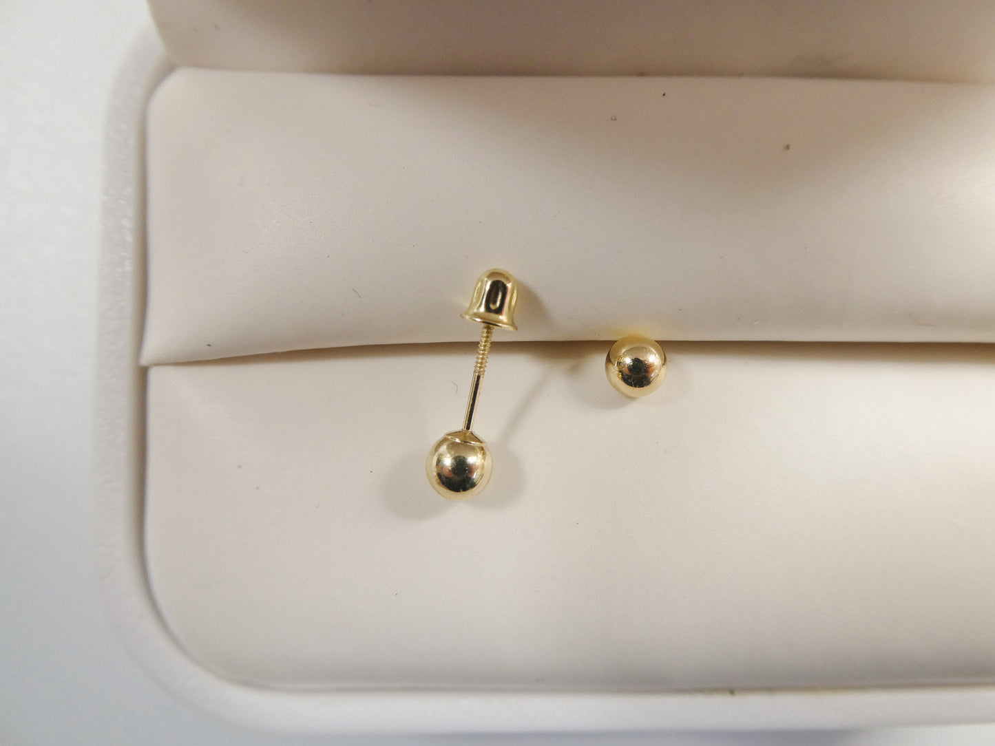 14k Solid Yellow Gold 4mm Screw Post Ball Earrings