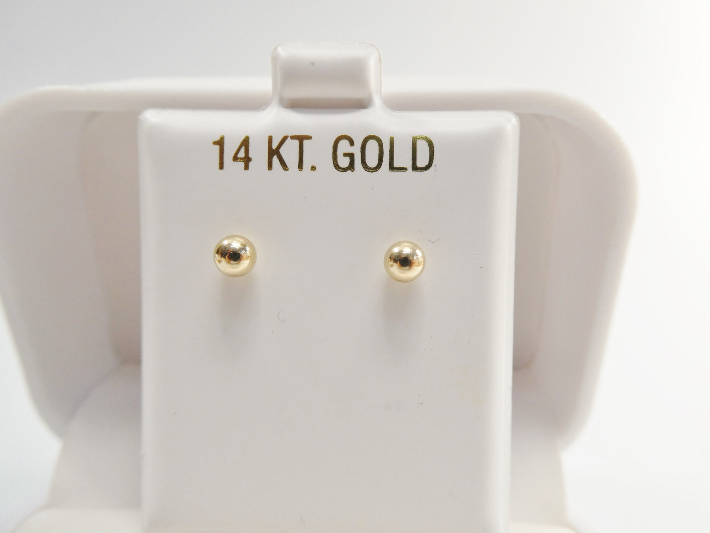 14k Solid Yellow Gold 4mm Screw Post Ball Earrings