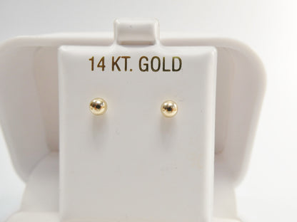14k Solid Yellow Gold 4mm Screw Post Ball Earrings