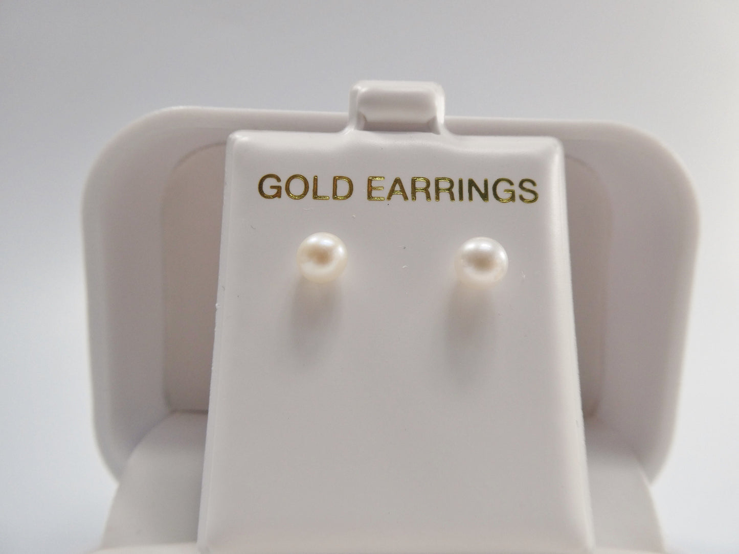 Real 10k Solid Yellow Gold Original Pearl Push Post Stud Earrings