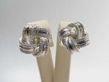 Real 925 Sterling Silver Love Knot Style 14k Yellow Gold Color Finish Push Post Earrings
