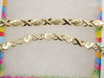 10k Solid Yellow Gold XOXO Bracelet - Hugs and Kisses