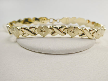 10k Solid Yellow Gold XOXO Bracelet - Hugs and Kisses