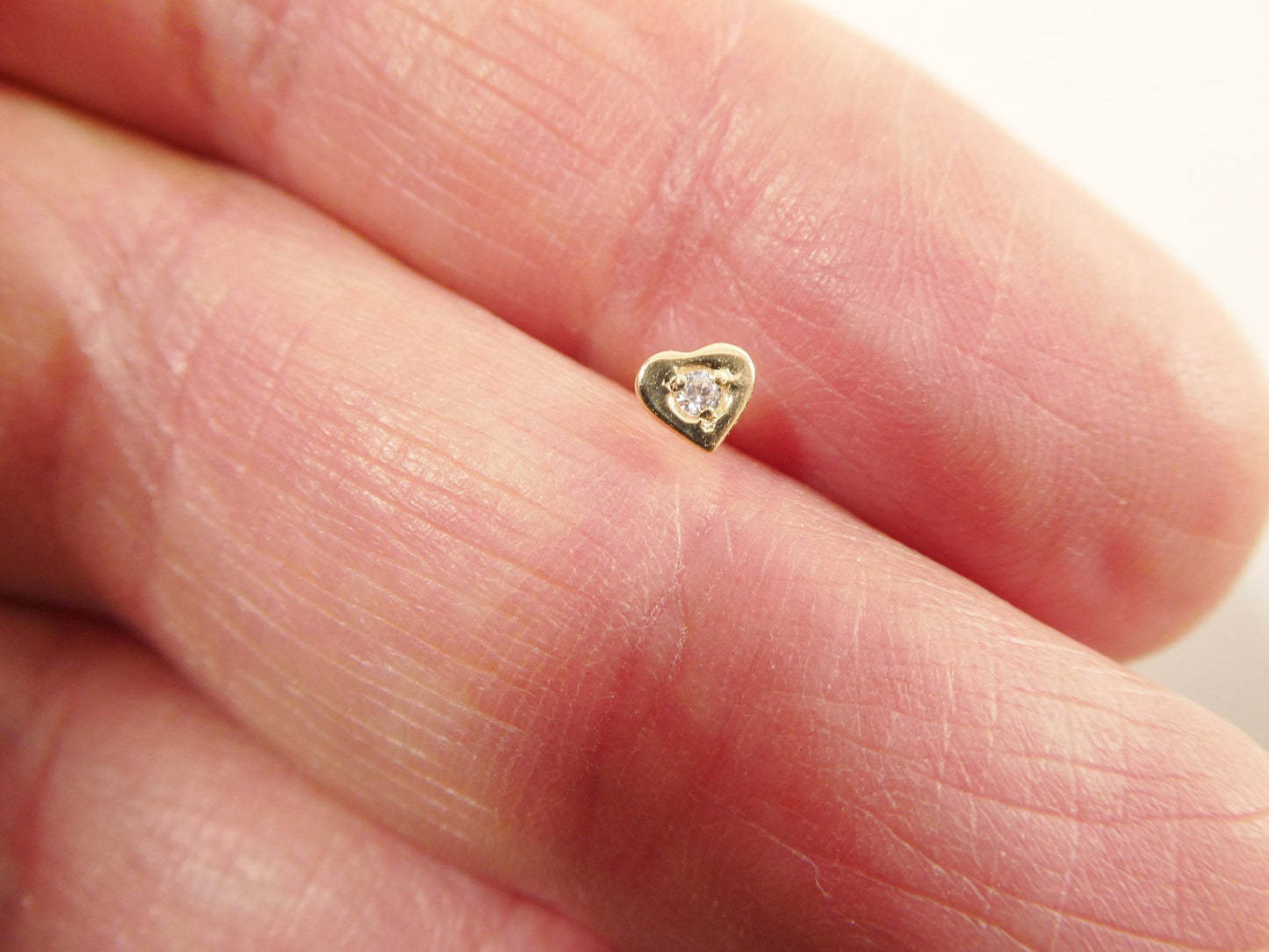 14k real solid yellow gold heart nose ring