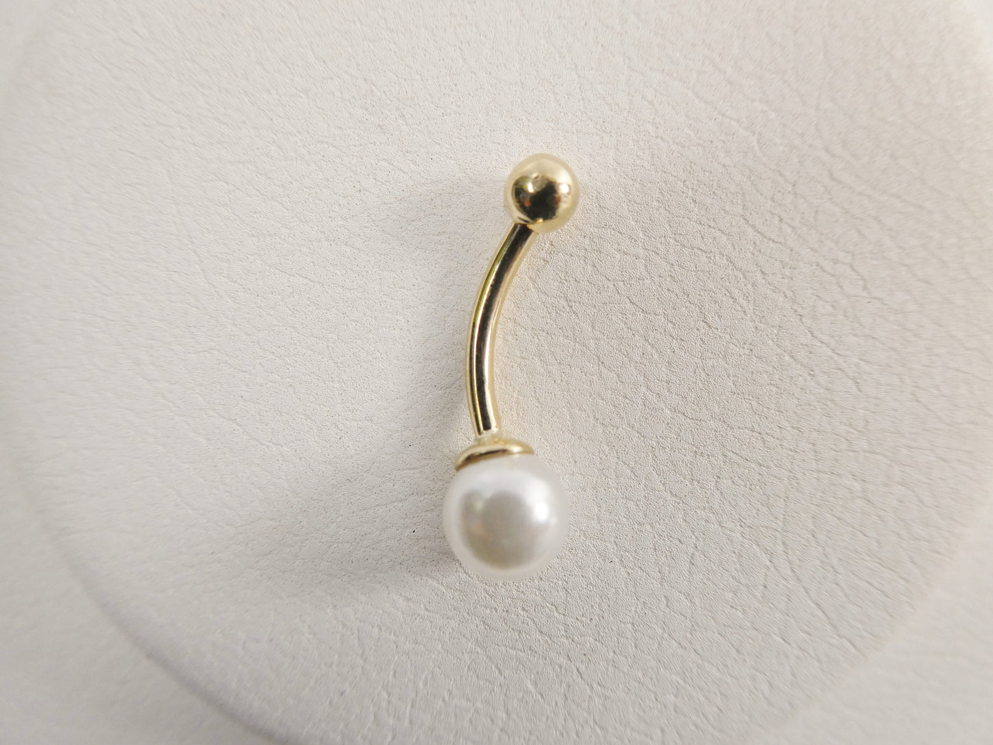 14k real solid yellow gold freshwater pearl belly button ring piercing