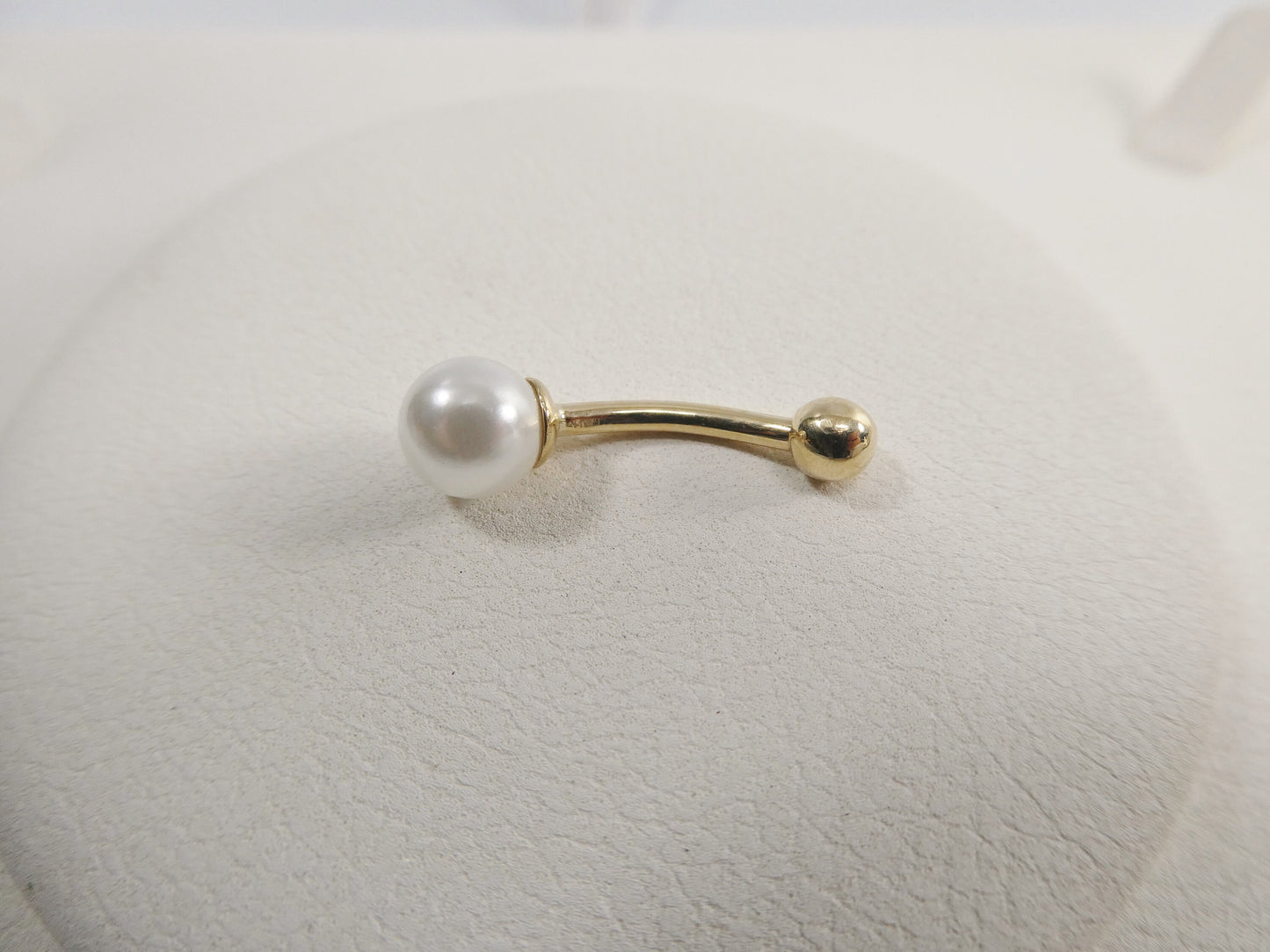 14k real solid yellow gold freshwater pearl belly button ring piercing