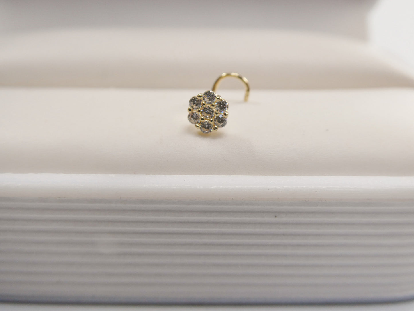 14k real solid yellow gold flower twist nose ring