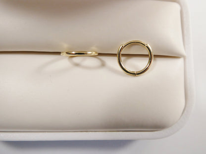 Real 10k Solid Yellow Gold 10mm 1MM THICKNESS Plain Hoop Huggie Earrings