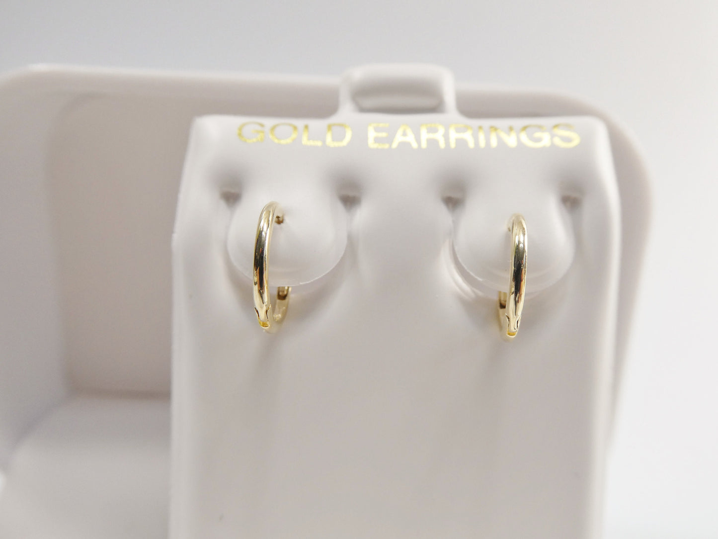 Real 10k Solid Yellow Gold 10mm 1MM THICKNESS Plain Hoop Huggie Earrings