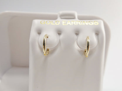 Real 10k Solid Yellow Gold 10mm 1MM THICKNESS Plain Hoop Huggie Earrings