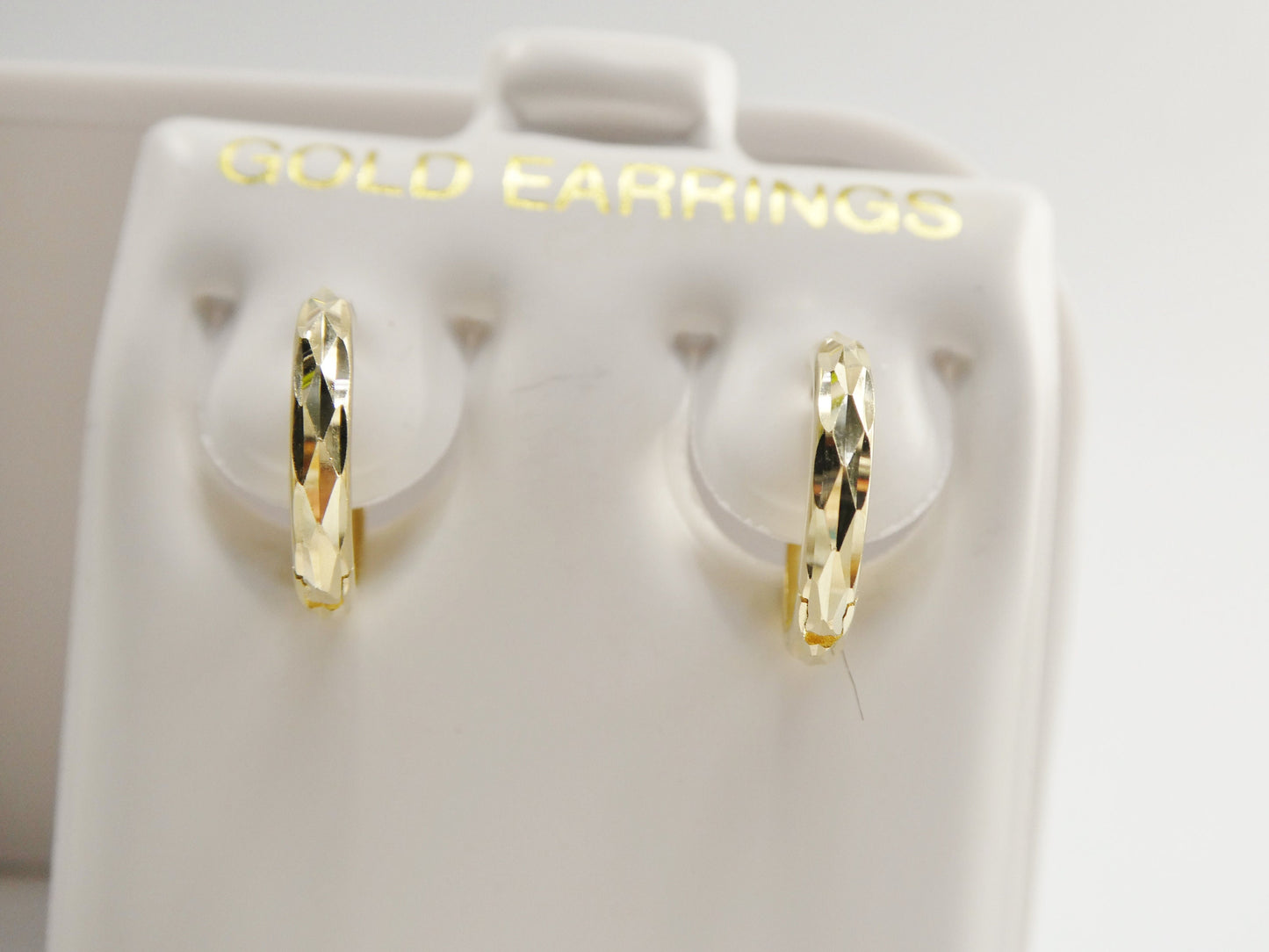 Real 10k Solid Yellow Gold 11.8mm Laser Cut Hoop Huggie Earrings