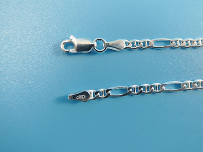 925 Sterling Silver 3MM Italian Figaro Chain Necklace
