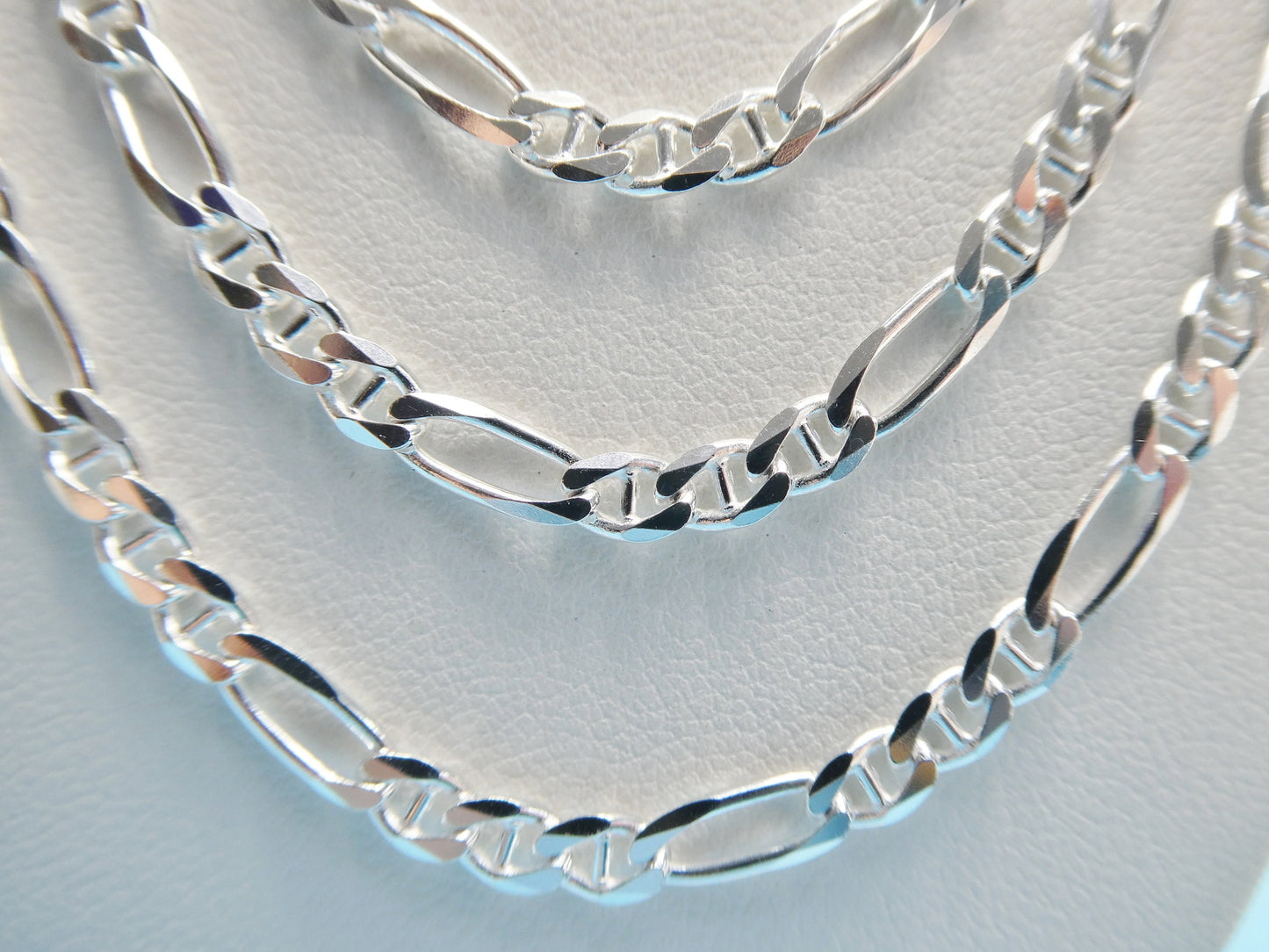 Sterling Silver Italian Figaro Mariner Chain - 3.6MM Solid Necklace
