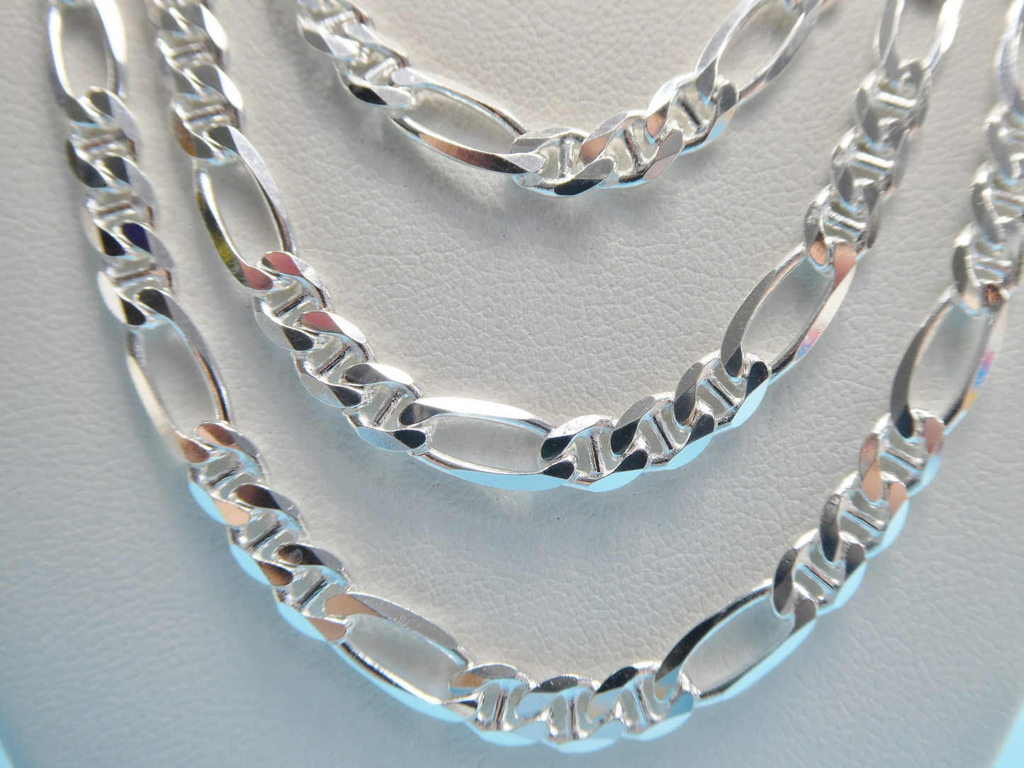 Sterling Silver Italian Figaro Chain - 4.6mm Solid Mariner Link
