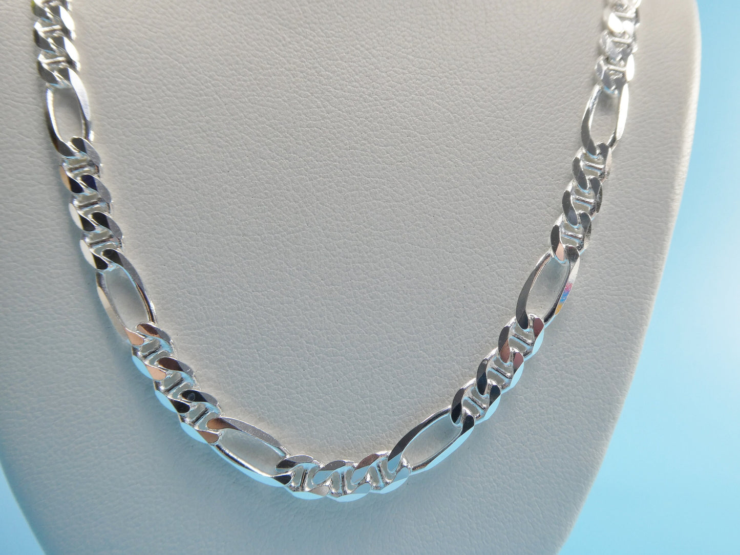 Sterling Silver Italian Figaro Chain - 4.6mm Solid Mariner Link
