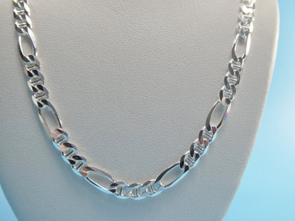 Sterling Silver Italian Figaro Chain - 4.6mm Solid Mariner Link