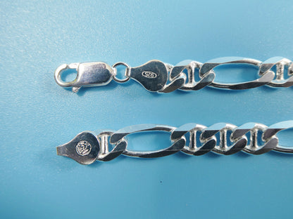 Italian 925 Sterling Silver Figaro Mariner Chain - 7.5MM