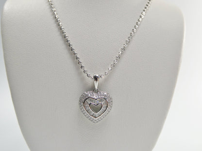 Sterling Silver Heart Necklace: 14k Gold Accent, Baguette Setting