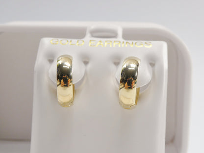 Real 10k Solid Yellow Gold 14mm High Polish Plain Hoop Huggie Earrings