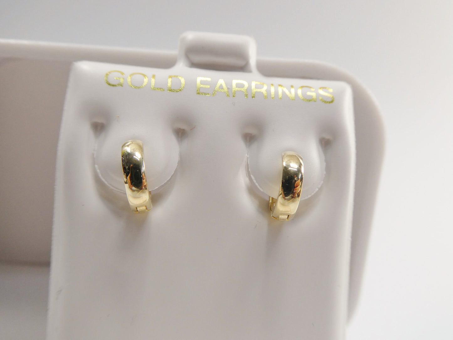 Real 10k Solid Yellow Gold 8.7mm High Polish SMALL TINY Plain Hoop Huggie Earrings