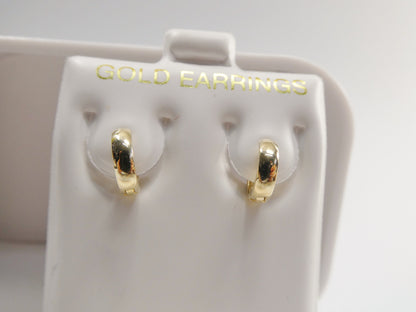 Real 10k Solid Yellow Gold 8.7mm High Polish SMALL TINY Plain Hoop Huggie Earrings