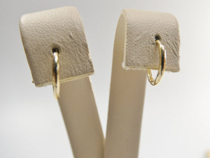 Real 10k Solid Yellow Gold 10mm 1MM THICKNESS Plain Hoop Huggie Earrings