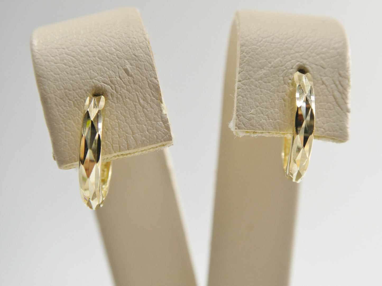 Real 10k Solid Yellow Gold 11.8mm Laser Cut Hoop Huggie Earrings