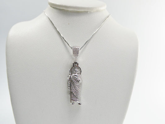 real 925 sterling silver 16 inch box chain and saint jude small pendent