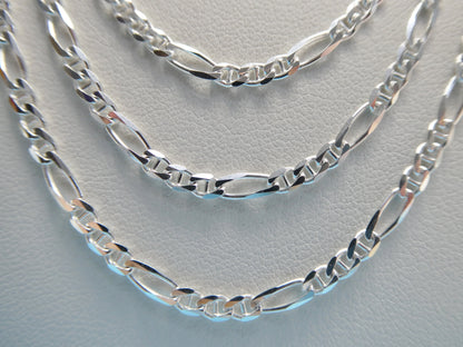 925 Sterling Silver 3MM Italian Figaro Chain Necklace