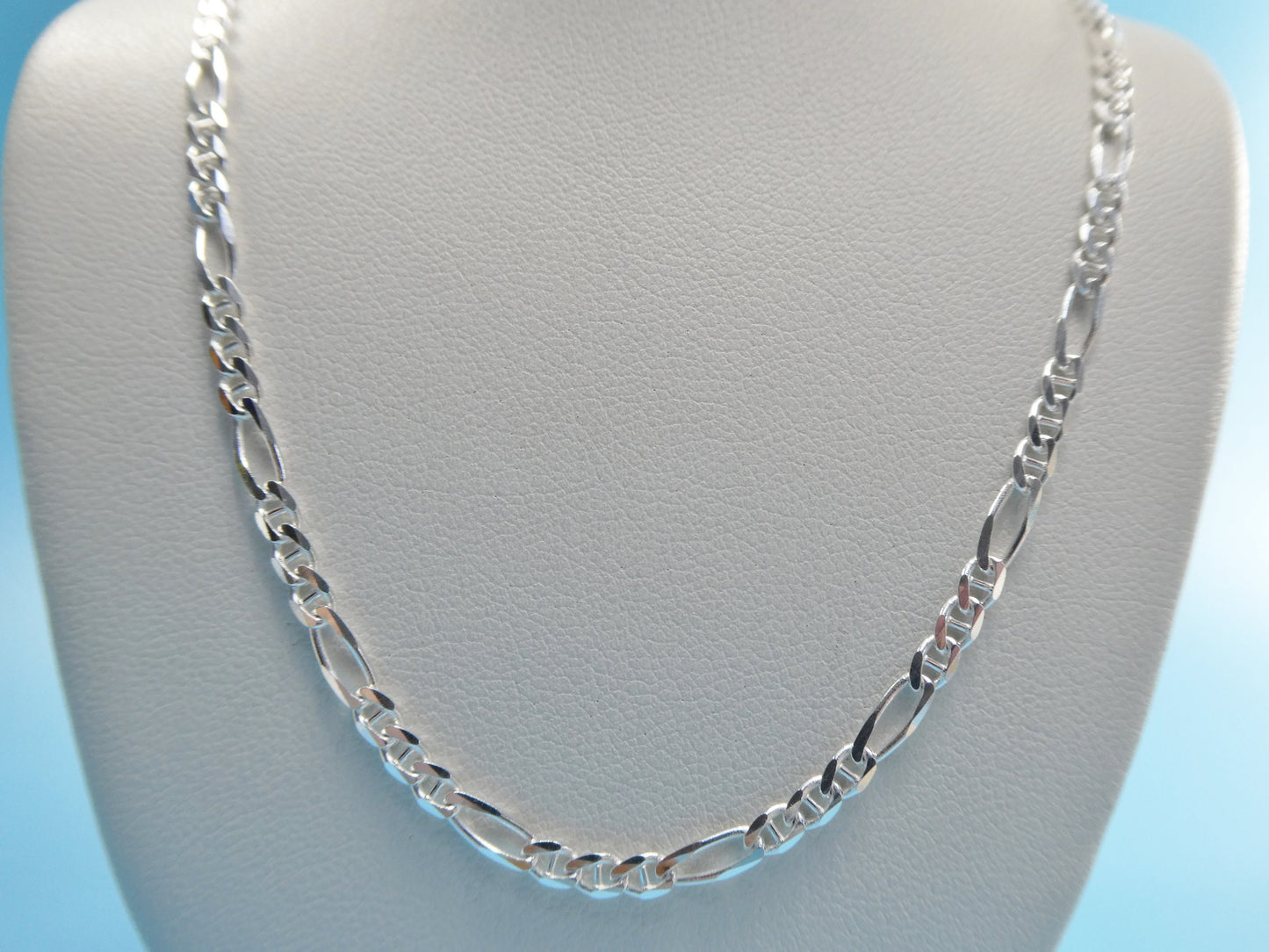 925 Sterling Silver 3MM Italian Figaro Chain Necklace