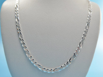 925 Sterling Silver 3MM Italian Figaro Chain Necklace