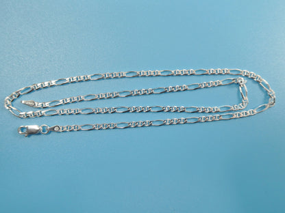 925 Sterling Silver 3MM Italian Figaro Chain Necklace