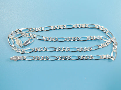 Sterling Silver Italian Figaro Chain - 4.6mm Solid Mariner Link
