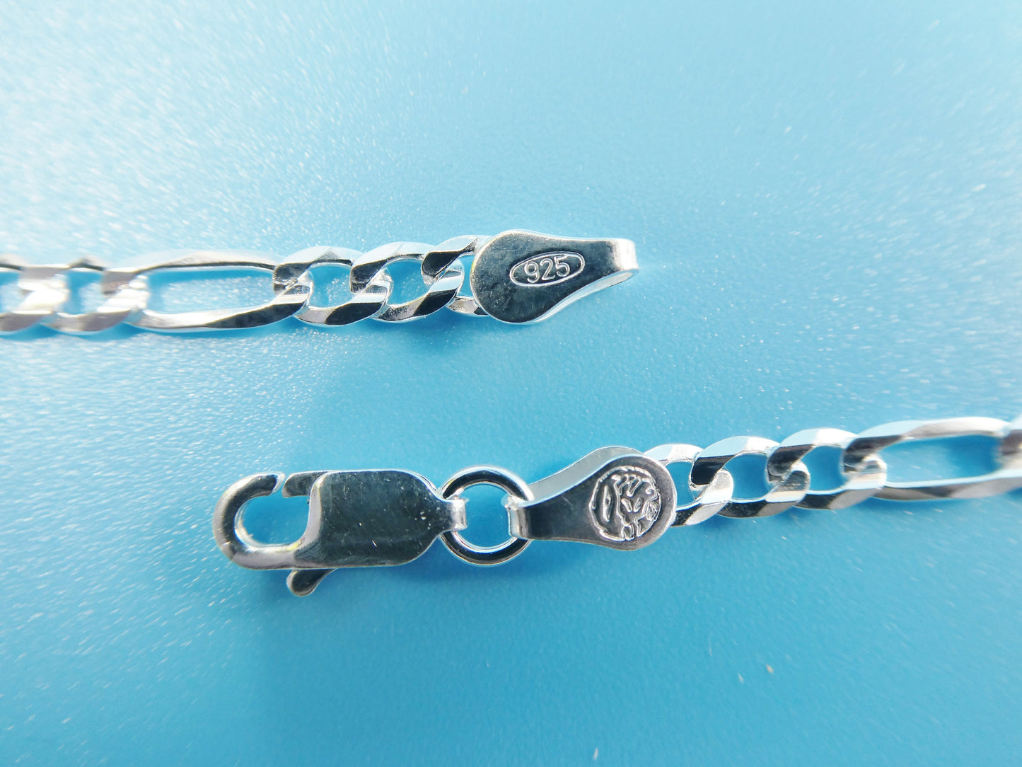 real 925 sterling silver 3.5mm Italian concave figaro solid chain lobster lock clasp
