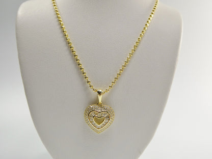 Sterling Silver Heart Necklace: 14k Gold Accent, Baguette Setting