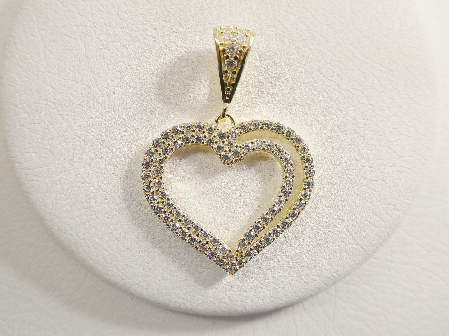 14k real solid yellow gold full stone setting heart charm pendent
