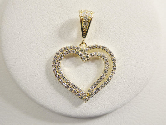 14k real solid yellow gold full stone setting heart charm pendent