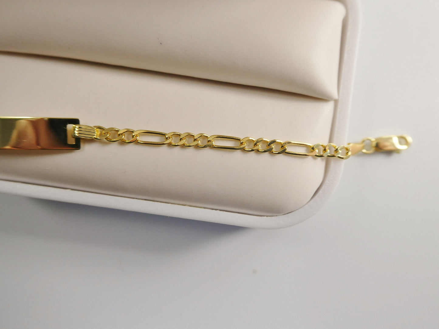 14K real solid yellow gold 6 inch Figaro style  baby ID bracelet