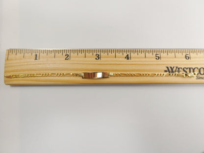10K Real Solid Yellow Gold 6 Inch Figaro Style Baby ID Bracelet
