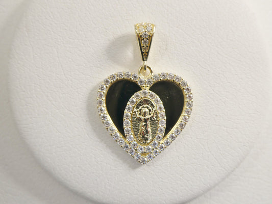 14k real solid yellow gold divino nino heart charm pendent