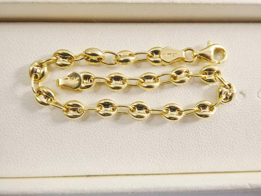 real 14k solid yellow gold 6 inch puff mariner baby bracelet