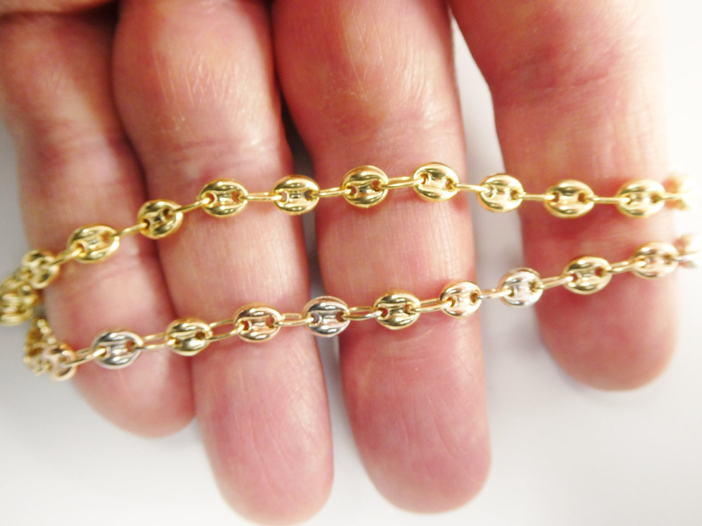 real 14k solid yellow gold 7 inch puff mariner ladies bracelet